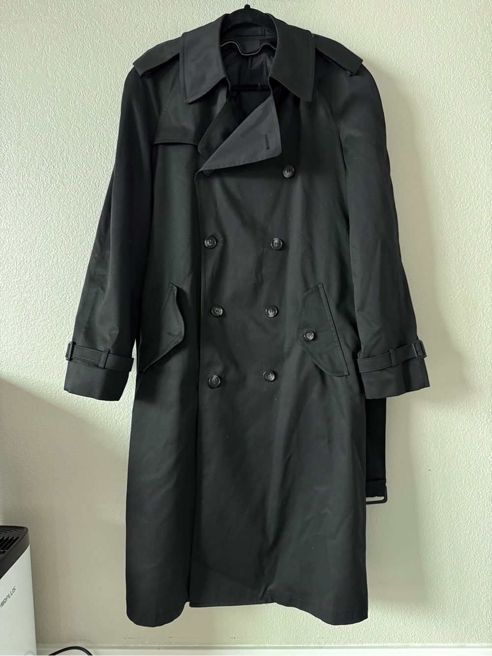 London Fog Black Double-Breasted Trench Coat
